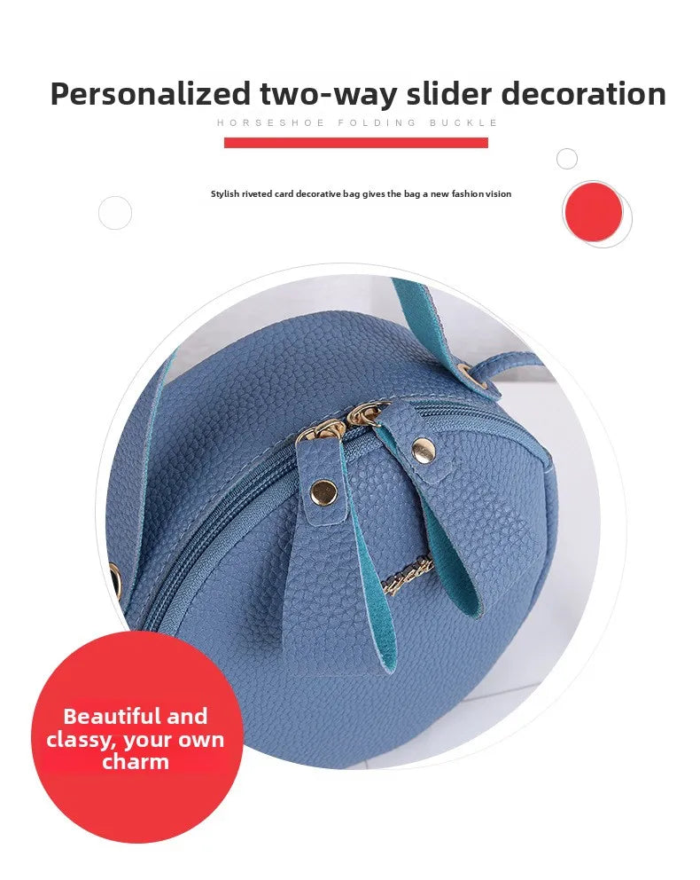 New handbag cute little round bag shoulder diagonal bag portable cosmetic bag foreign trade wholesale small bag. Women's bag