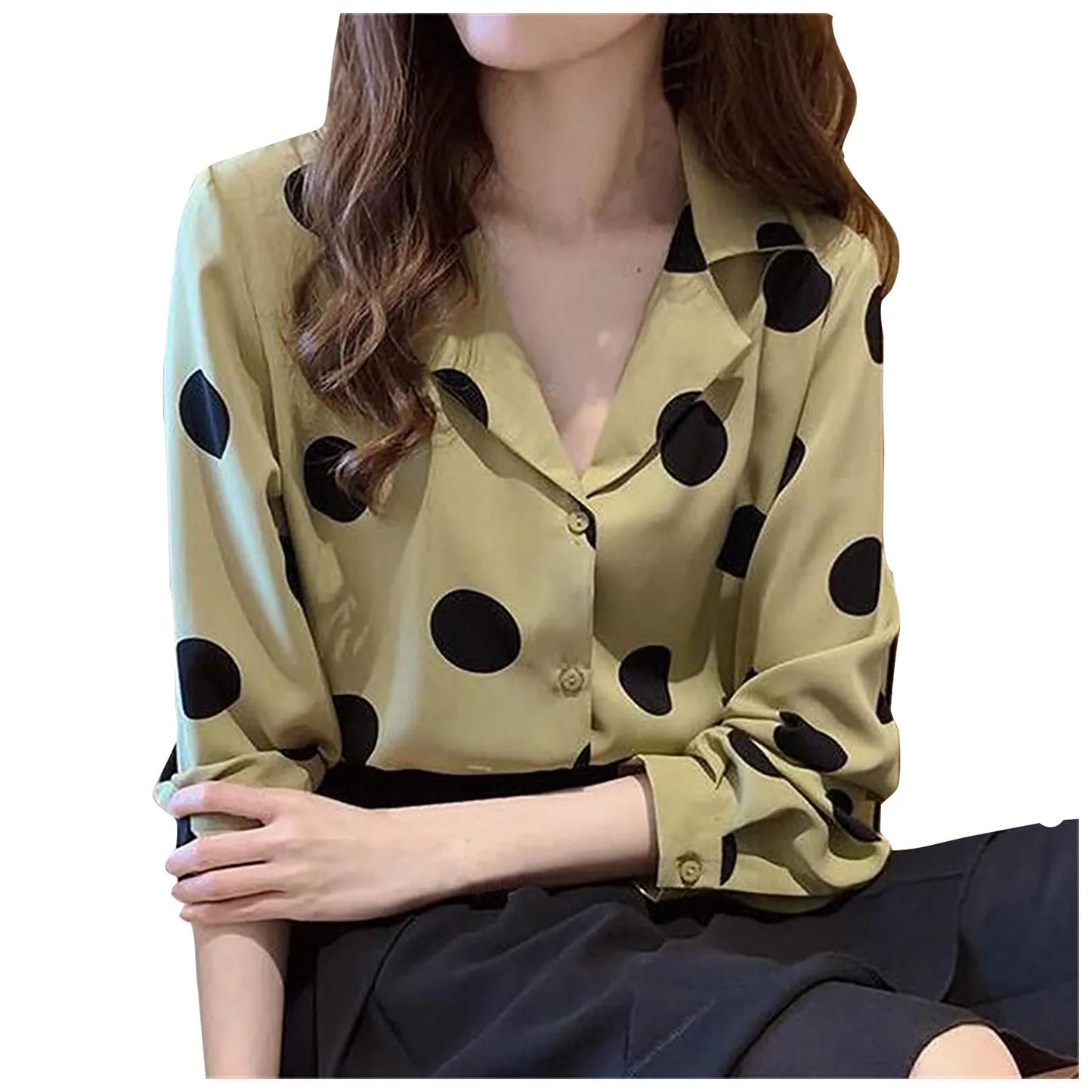 Elegant Polka Dot Print Chiffon Blouse